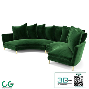 Sardinia Sectional in Emerald Velvet
