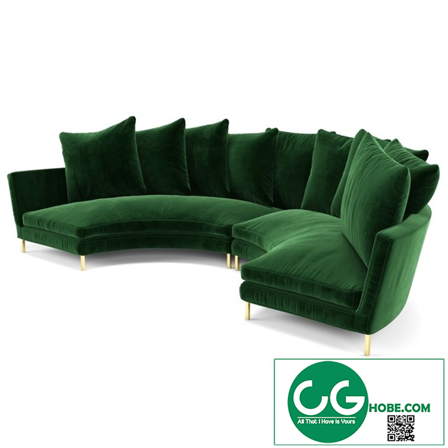 Sardinia Sectional in Emerald Velvet