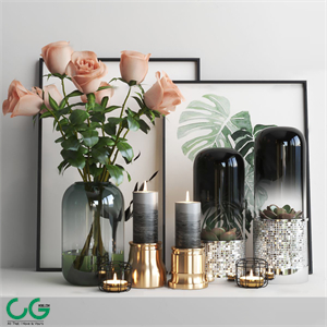 Vase rose candle holders 3d model ornament painting ornaments