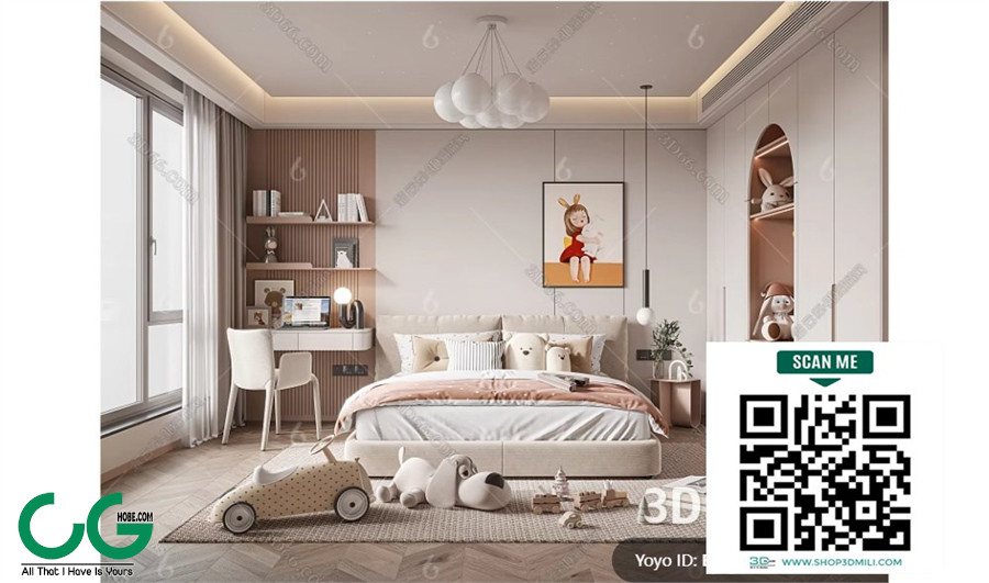 Modern Girl room kid room children room 71 3d model