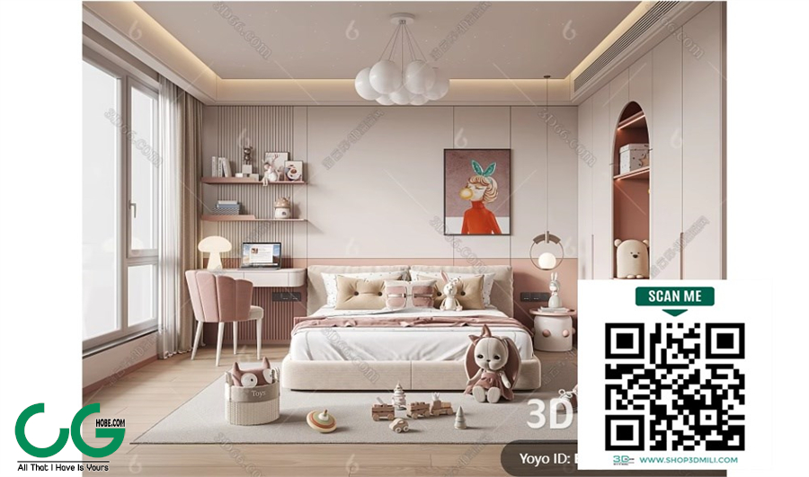 Modern Girl room kid room children room 72 3d model