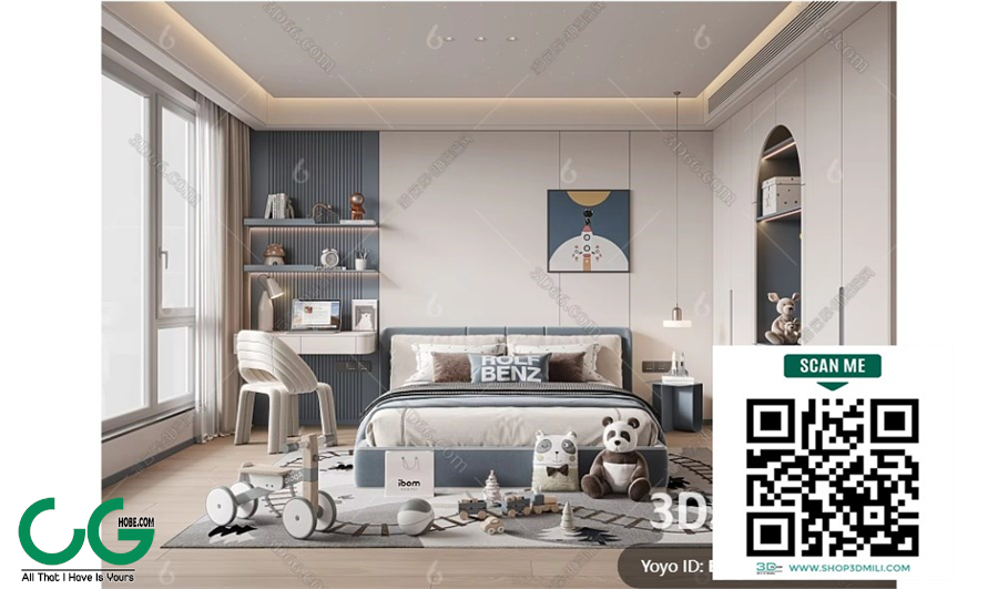 Modern boy room kid room children room 70 3d model