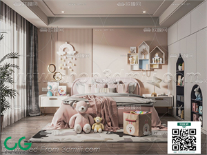 Modern Girl room kid room children room 54 3d model