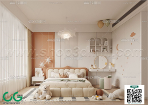 Modern Girl room kid room children room 40 3d model
