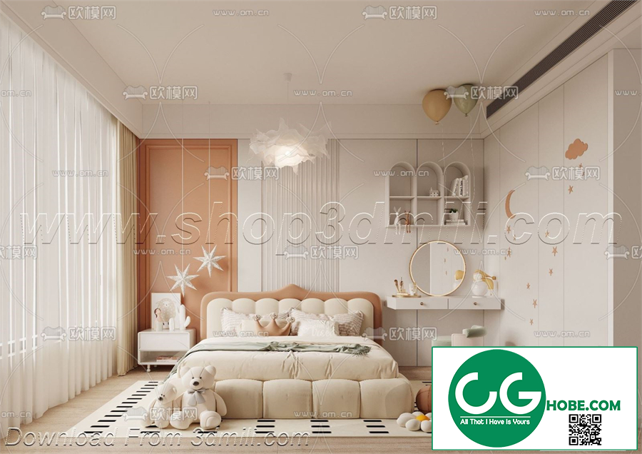 Modern Girl room kid room children room 40 3d model