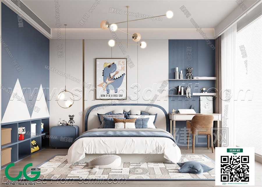 Modern boy room kid room children room 54 3d model