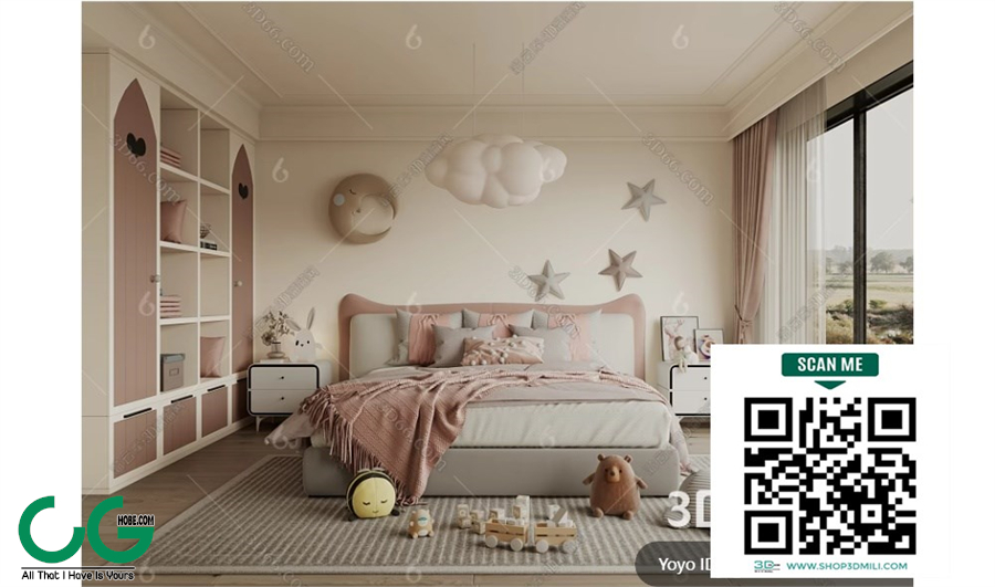 Modern Girl room kid room children room 65 3d model