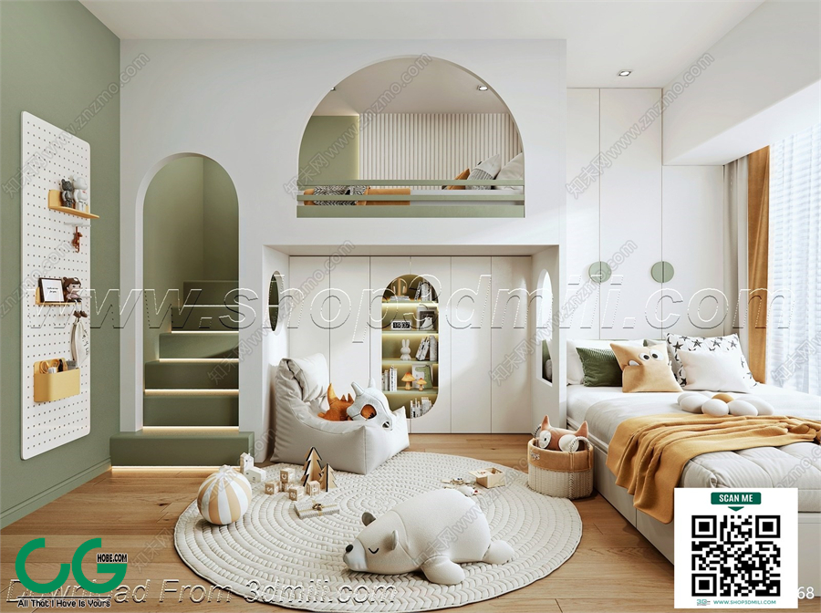 Modern boy room kid room children room 53 3d model