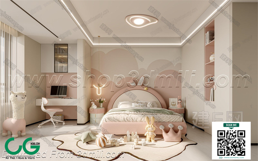 Modern Girl room kid room children room 42 3d model