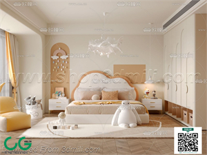 Modern Girl room kid room children room 46 3d model