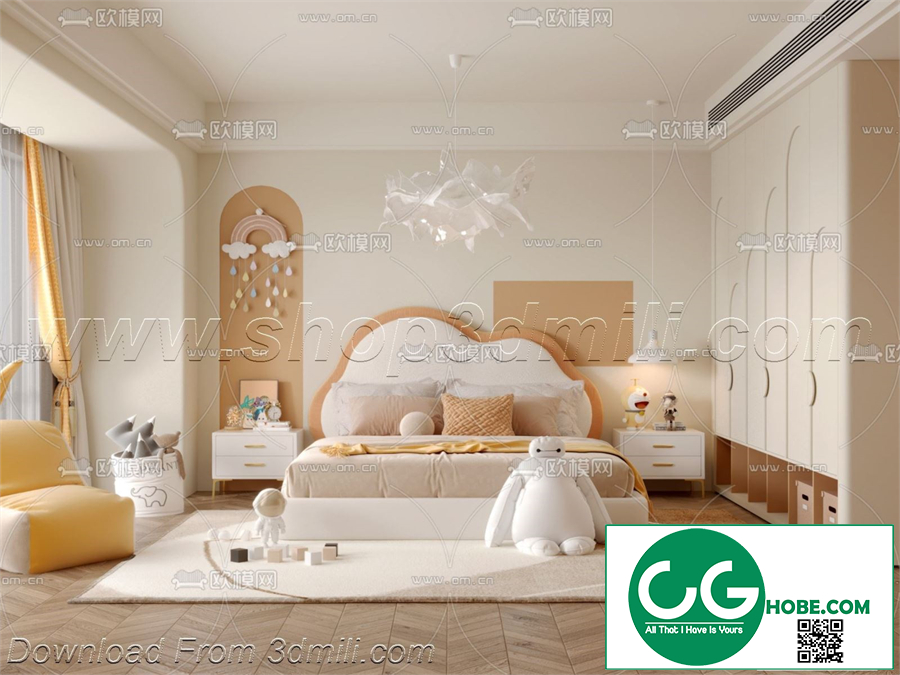 Modern Girl room kid room children room 46 3d model