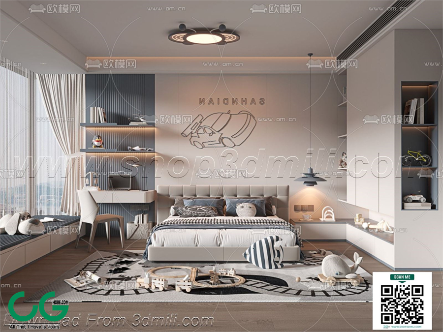 Modern boy room kid room children room 44 3d model