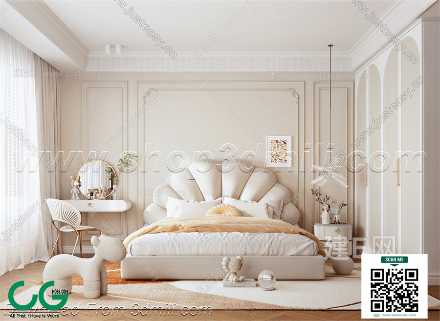 Modern Girl room kid room children room 80 3d model