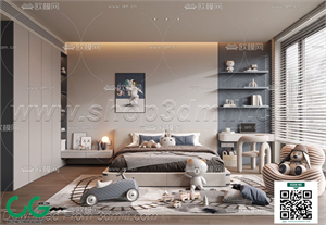 Modern boy room kid room children room 71 3d model