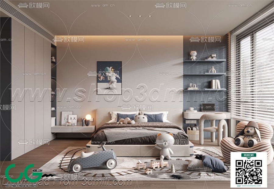 Modern boy room kid room children room 71 3d model
