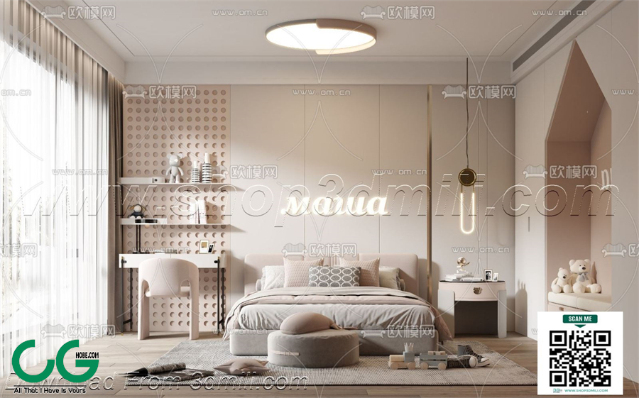 Modern Girl room kid room children room 47 3d model