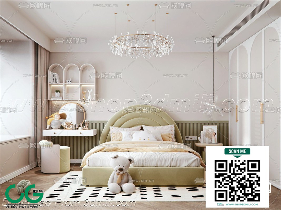 Modern Girl room kid room children room 62 3d model