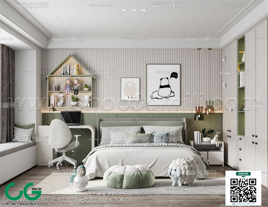 Modern boy room kid room children room 59 3d model