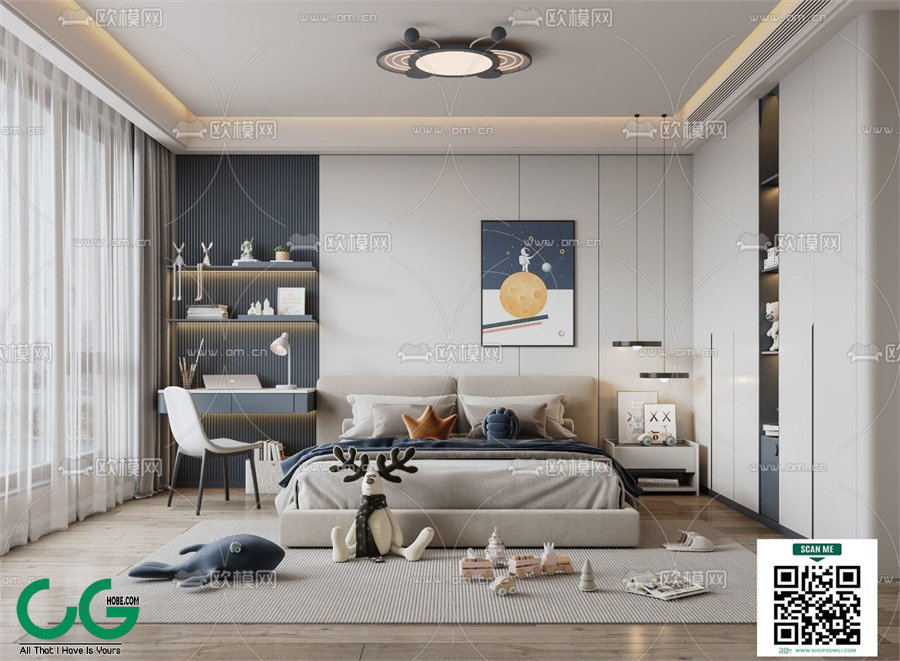 Modern boy room kid room children room 57 3d model