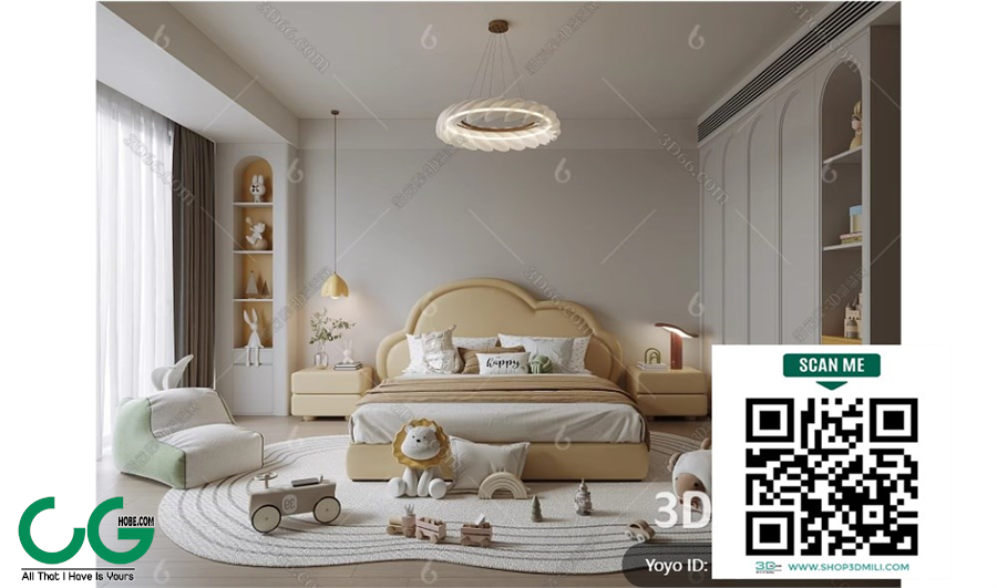 Modern Girl room kid room children room 79 3d model