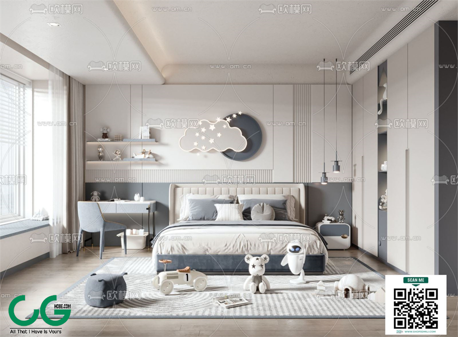 Modern boy room kid room children room 66 3d model