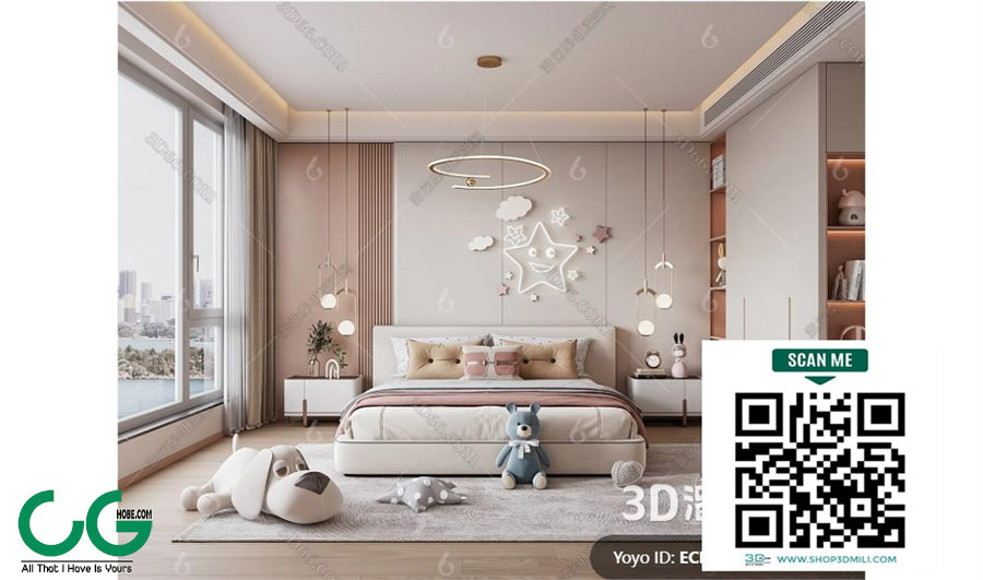 Modern Girl room kid room children room 70 3d model