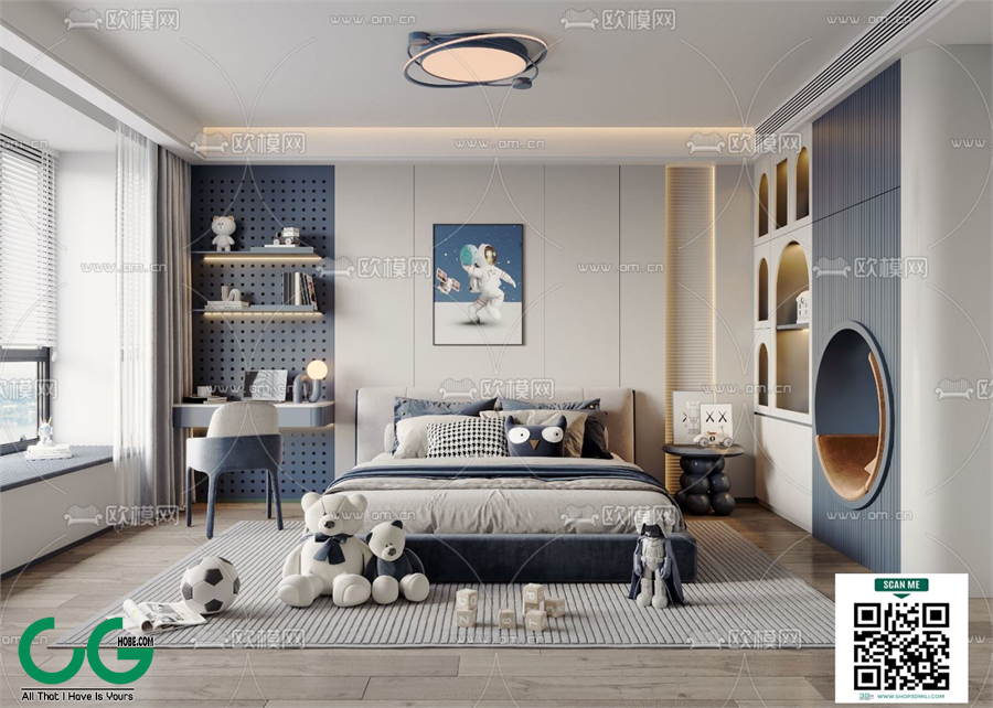 Modern boy room kid room children room 67 3d model