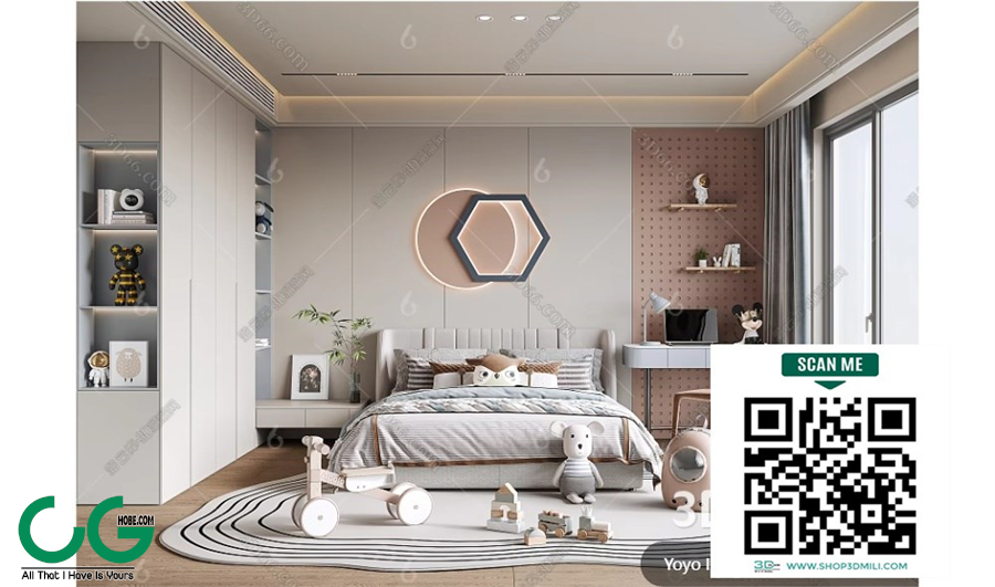 Modern Girl room kid room children room 77 3d model