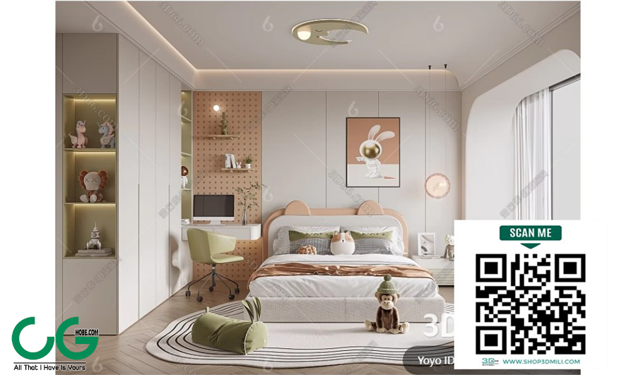 Modern Girl room kid room children room 75 3d model