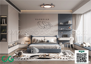 Modern boy room kid room children room 63 3d model