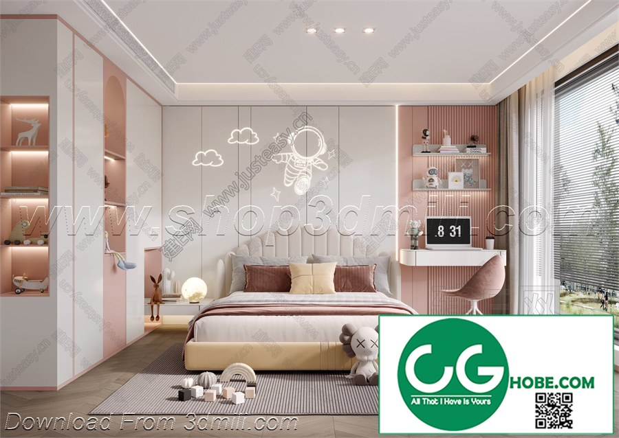 Modern Girl room kid room children room 57 3d model