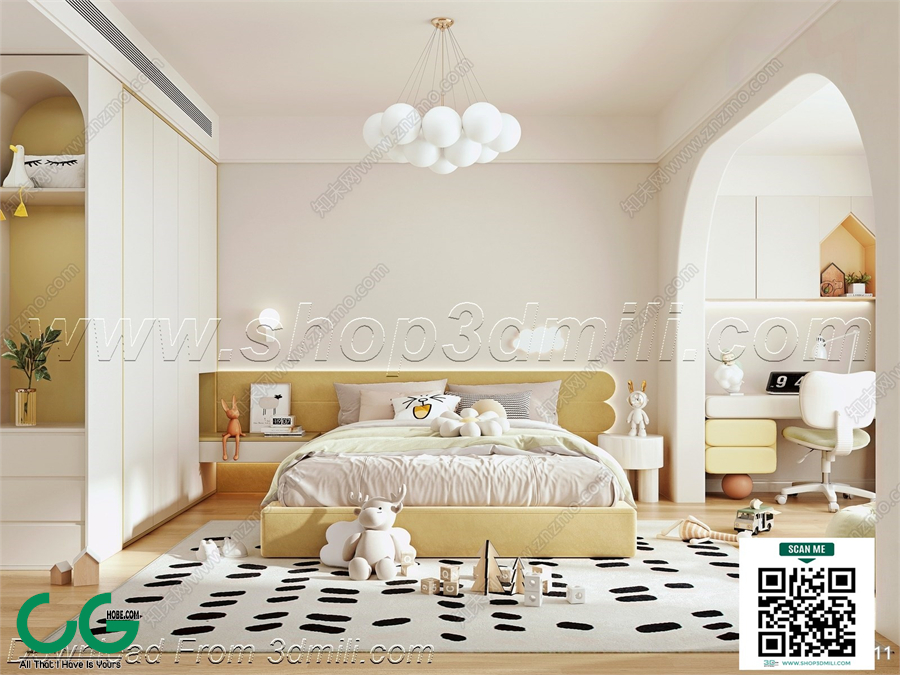 Modern Girl room kid room children room 58 3d model