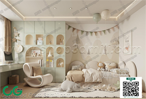 Modern Girl room kid room children room 51 3d model