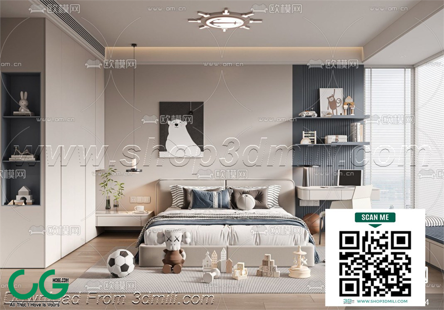 Modern boy room kid room children room 48 3d model