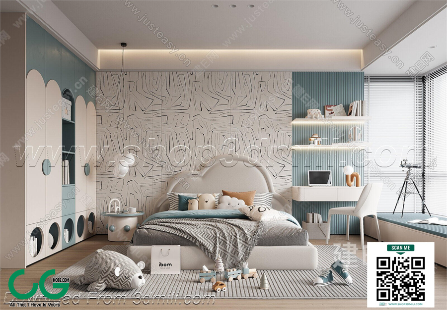 Modern boy room kid room children room 50 3d model