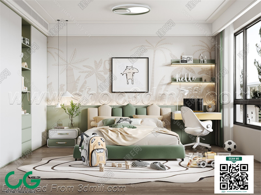 Modern boy room kid room children room 52 3d model