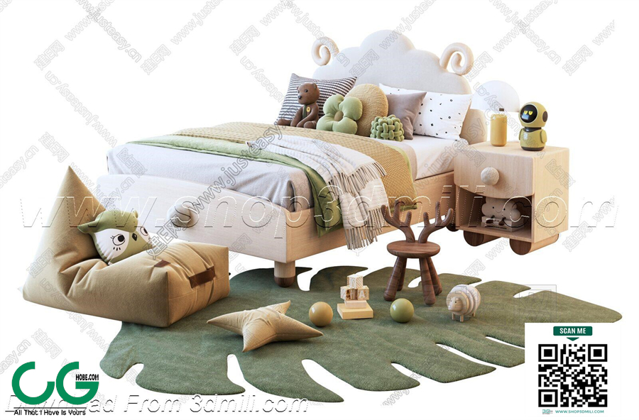Modern Girl room kid room children room 53 3d model