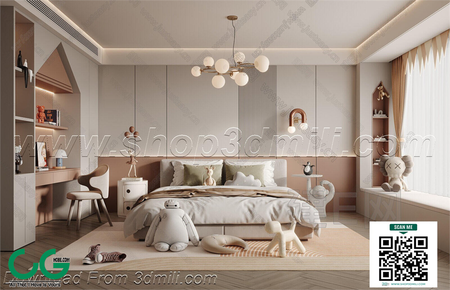 Modern Girl room kid room children room 60 3d model