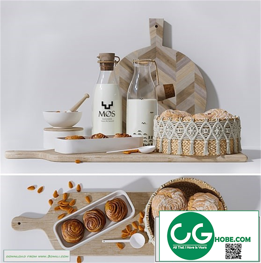Set - Milk and homemade cakes 01