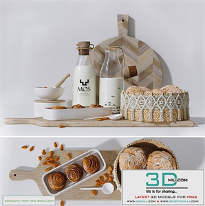 Set - Milk and homemade cakes
