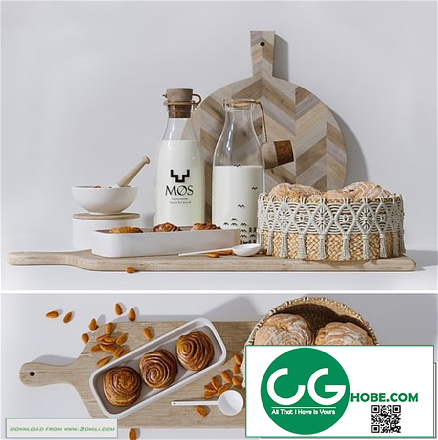Set - Milk and homemade cakes