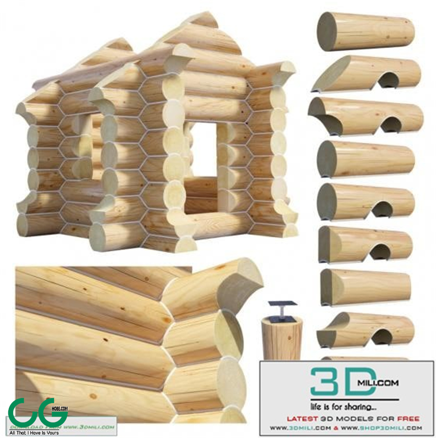 A set of logs to create the log cabins