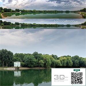Panorama with a lake and trees v2. 30-50k