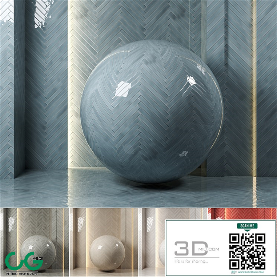 (4k)(5colors)Carolina Polished Ceramic Wall Tiles Set 1-(Seamless, pbr)