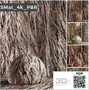 set 5 bark PBR materials 006 arc