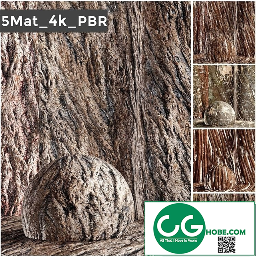 set 5 bark PBR materials 006 arc