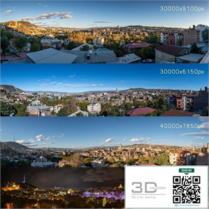 Panoramas of the center of Tbilisi. Morning afternoon Evening Night
