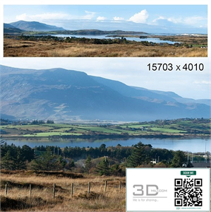 Autumn panorama. Northern Ireland. View of the mountains and the bay.