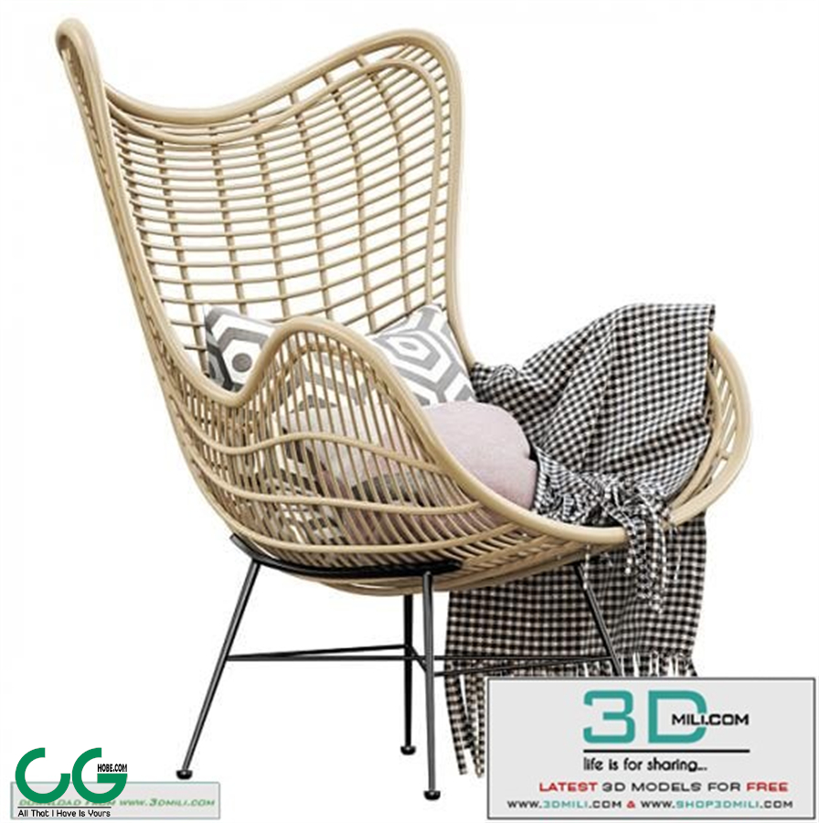 HK Living Natural rattan egg chair