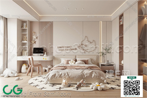 Modern Girl room kid room children room 09 3d model